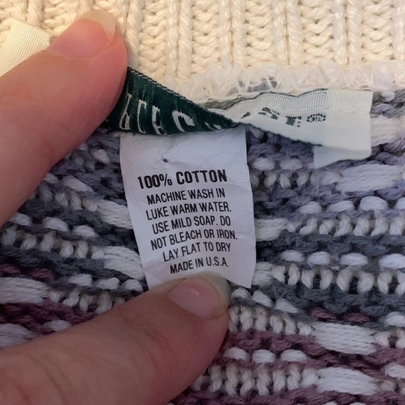 Vintage steeple chase womens 3D knit sweater white green mauve size medium ish - Picture 5 of 7